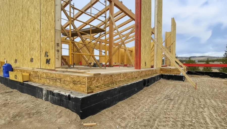 detalles en primer plano de la fachada de las capas constructivas