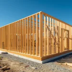 estructura de madera sólida en vivienda modular