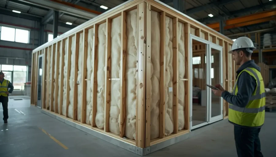 proceso de fabricación en taller de muros exteriores