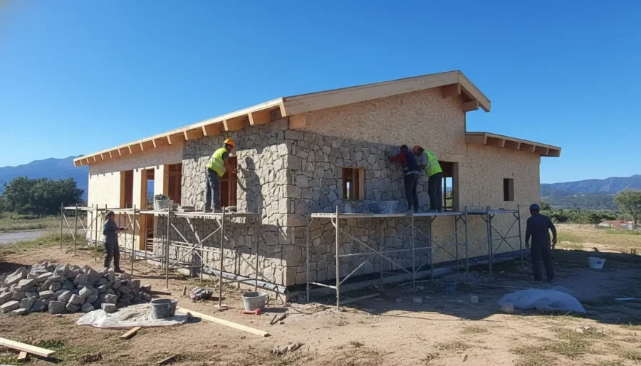 revestimiento en vivienda modular del Bierzo